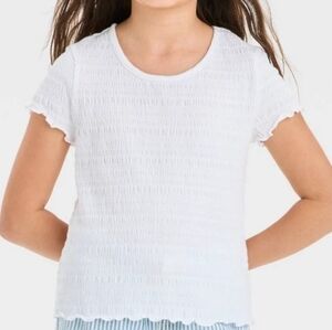Cat & Jack Girls Short Sleeve Textured T-Shirt White L (10-12)